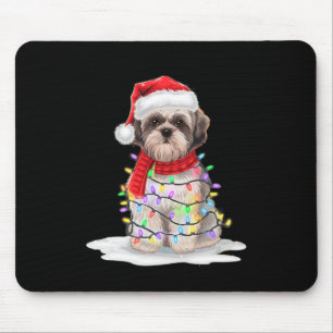 Shih Tzu Weihnachtsbaum Niedliche Weihnachtsmannmü Mousepad