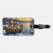 Shih Tzu Weihnachtsboot Urlaub Gepäckanhänger (Rückseite horizontal)