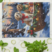Shih Tzu Weihnachtsboot Urlaub Geschirrtuch (Gefaltet)