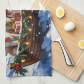 Shih Tzu Weihnachtsboot Urlaub Geschirrtuch (Viertel Falte)