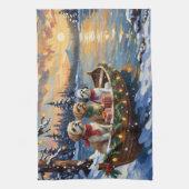 Shih Tzu Weihnachtsboot Urlaub Geschirrtuch (Vertikal)
