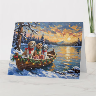 Shih Tzu Weihnachtsboot Urlaub Karte