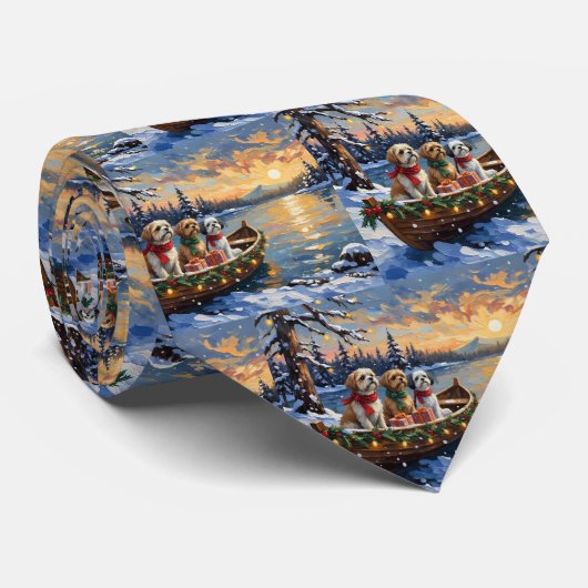 Shih Tzu Weihnachtsboot Urlaub Krawatte (Gerollt)