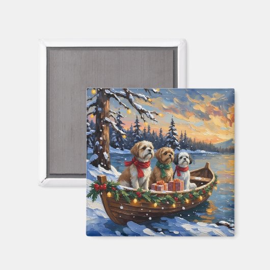 Shih Tzu Weihnachtsboot Urlaub Magnet (Vorderseite/Rückseite)
