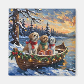 Shih Tzu Weihnachtsboot Urlaub Magnet (Vorne)