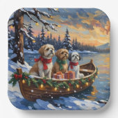 Shih Tzu Weihnachtsboot Urlaub Pappteller (Vorderseite)