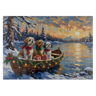 Shih Tzu Weihnachtsboot Urlaub Schneidebrett