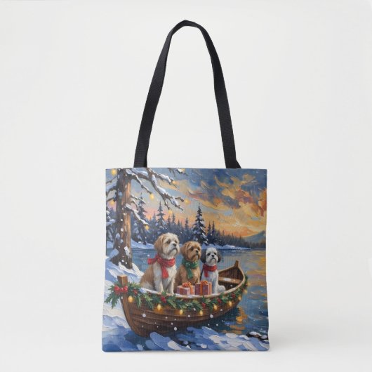 Shih Tzu Weihnachtsboot Urlaub Tasche (Vorderseite)