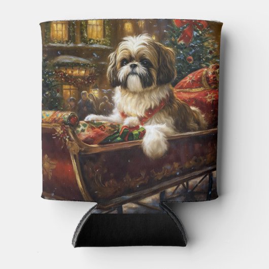 Shih Tzu Weihnachtsfeiertag Dosenkühler (Vorderseite)