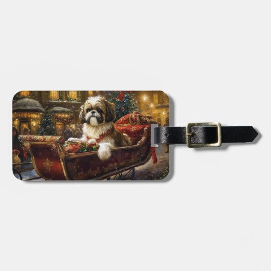 Shih Tzu Weihnachtsfeiertag Gepäckanhänger (Vorderseite horizontal)