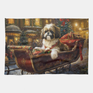 Shih Tzu Weihnachtsfeiertag Geschirrtuch