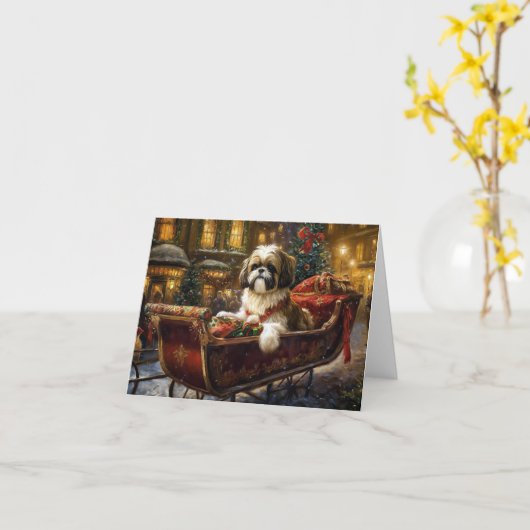 Shih Tzu Weihnachtsfeiertag Karte (Gelbe Blume)