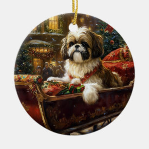 Shih Tzu Weihnachtsfeiertag Keramik Ornament
