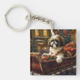Shih Tzu Weihnachtsfeiertag Schlüsselanhänger