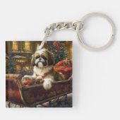 Shih Tzu Weihnachtsfeiertag Schlüsselanhänger (Rückseite)