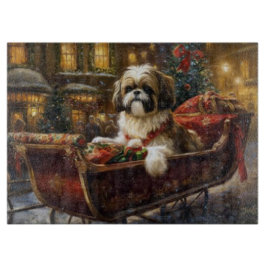 Shih Tzu Weihnachtsfeiertag Schneidebrett (Vorderseite)
