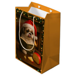 Shih Tzu Weihnachtsgeschenktasche  Mittlere Geschenktüte