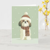 Shih Tzu Weihnachtsgruß Karte (Gelbe Blume)