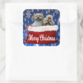 Shih tzu Weihnachtskleber Quadratischer Aufkleber (Tasche)