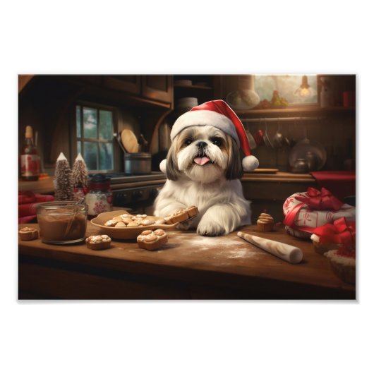 Shih Tzu Weihnachtskochen Feiertage Fotodruck (Vorne)