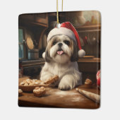 Shih Tzu Weihnachtskochen Feiertage Keramikornament (Links)