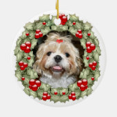 Shih Tzu Weihnachtskranz Keramikornament (Hinten)