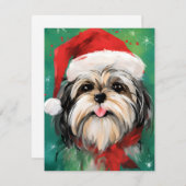 Shih Tzu Weihnachtsmalerei Feiertagskarte (Vorne/Hinten)