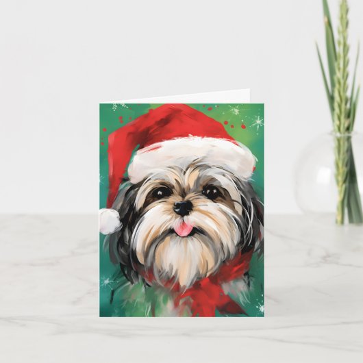 Shih Tzu Weihnachtsmalerei Karte (Vorderseite)