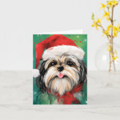 Shih Tzu Weihnachtsmalerei Karte (Gelbe Blume)