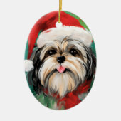 Shih Tzu Weihnachtsmalerei Keramik Ornament (Vorne)