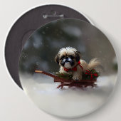 Shih Tzu Weihnachtsschnee Winter Button (Vorne & Hinten)