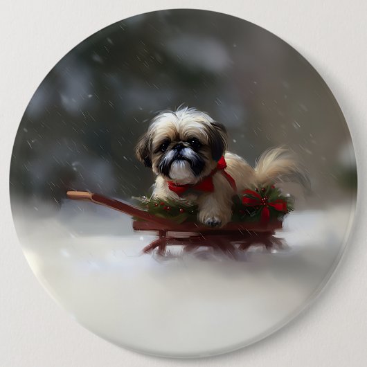 Shih Tzu Weihnachtsschnee Winter Button (Vorderseite)