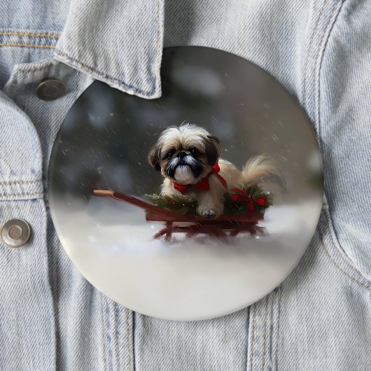Shih Tzu Weihnachtsschnee Winter Button (Beispiel)