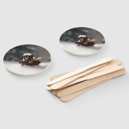 Shih Tzu Weihnachtsschnee Winter Fächer (Non-assembled)