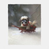 Shih Tzu Weihnachtsschnee Winter Fleecedecke (Vorderseite)