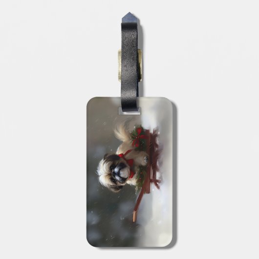 Shih Tzu Weihnachtsschnee Winter Gepäckanhänger (Rückseite vertikal)