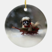 Shih Tzu Weihnachtsschnee Winter Keramik Ornament (Hinten)