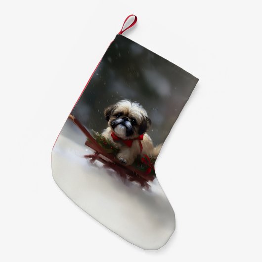 Shih Tzu Weihnachtsschnee Winter Kleiner Weihnachtsstrumpf (Vorderansicht (hängend))