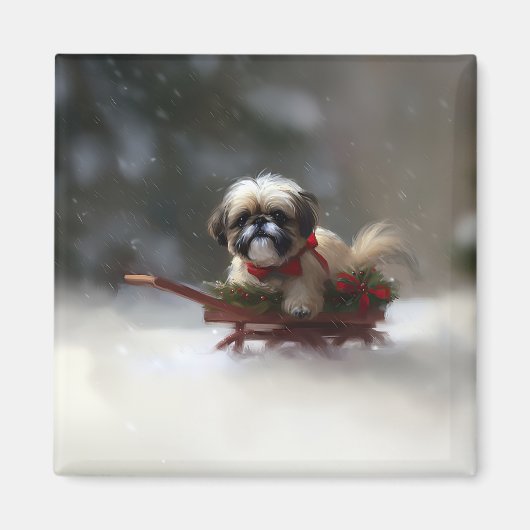 Shih Tzu Weihnachtsschnee Winter Magnet (Vorne)