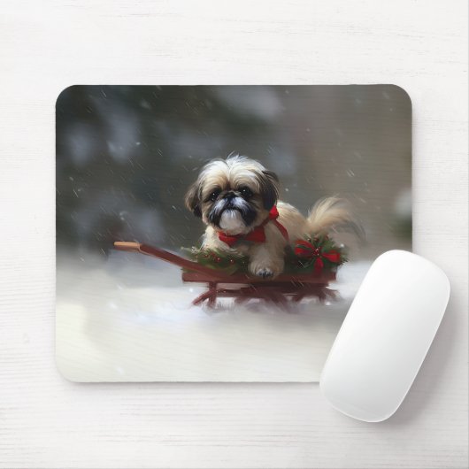 Shih Tzu Weihnachtsschnee Winter Mousepad (Mit Mouse)