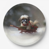 Shih Tzu Weihnachtsschnee Winter Pappteller (Vorderseite)