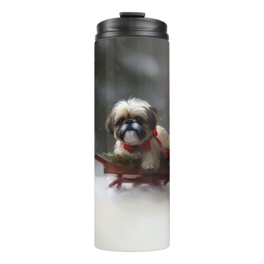 Shih Tzu Weihnachtsschnee Winter Thermosbecher (Vorderseite)
