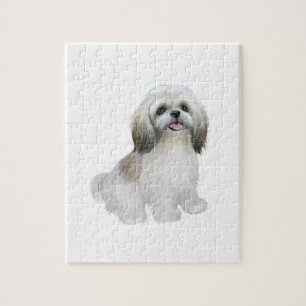 Shih Tzu - Weiß mit grau-braun Puzzle