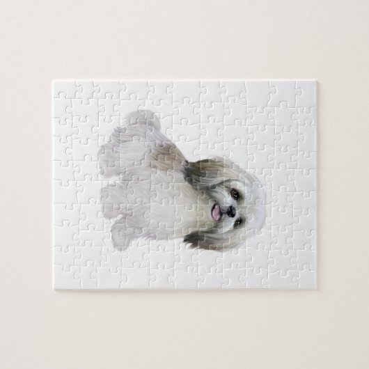 Shih Tzu - Weiß mit Grau-tan Puzzle (Horizontal)