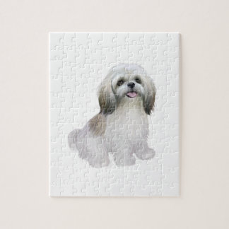 Shih Tzu - Weiß mit Grau-tan Puzzle