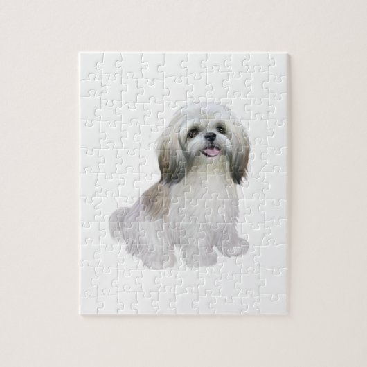 Shih Tzu - Weiß mit Grau-tan Puzzle (Vertikal)