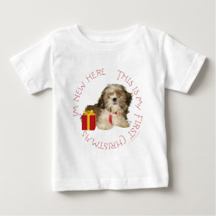 Shih Tzu Welpe erstes Weihnachten Baby T-shirt