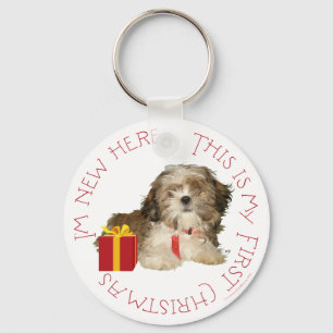 Shih Tzu Welpe erstes Weihnachten Schlüsselanhänger