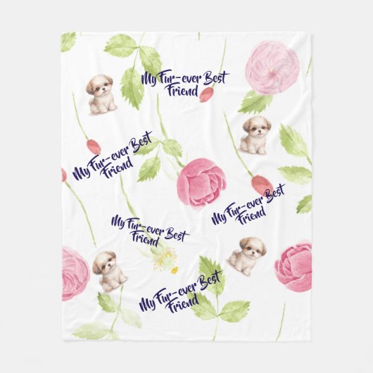 Shih Tzu Welpen Fleece Decke (Vorderseite)
