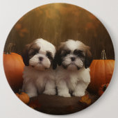 Shih Tzu Welppy Autumn Delight Pumpkin Button (Vorderseite)